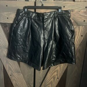 Abercrombie & Fitch Black High Waist Faux Leather Shorts